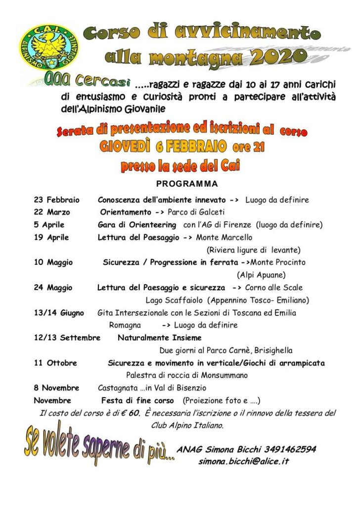 Programma Alpinismo Giovanile 2020 #2