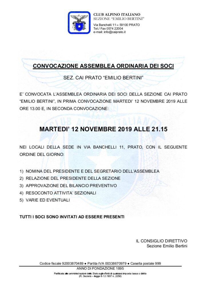 Convocazione Assemblea Novembre 2019