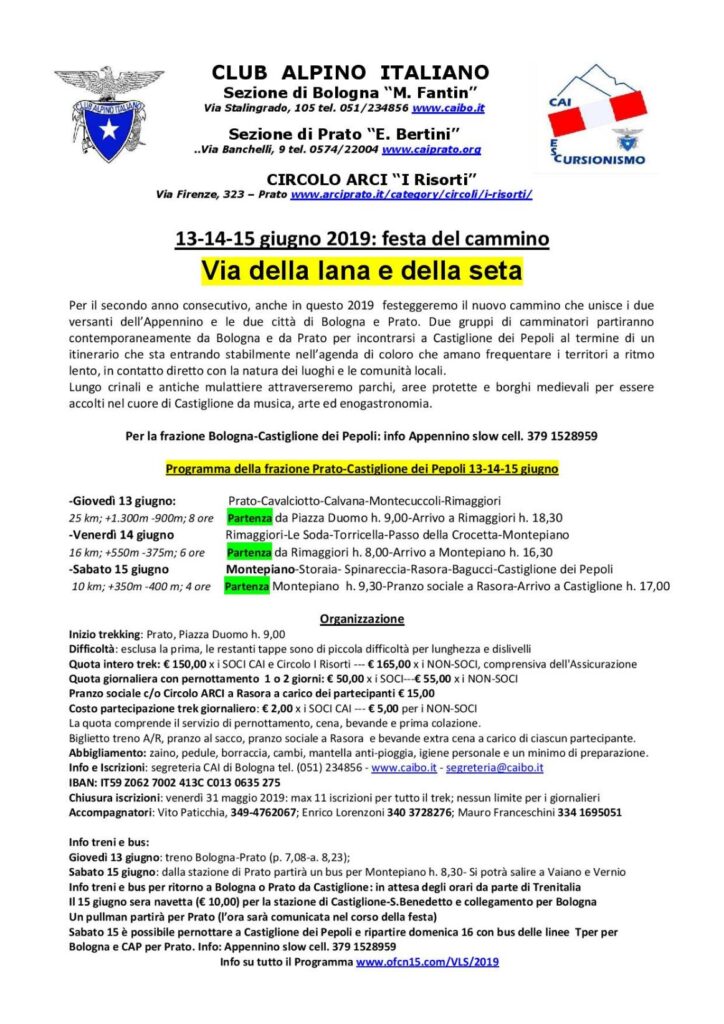 Programma Via della Lana e della Seta 13-15 giugno 2019