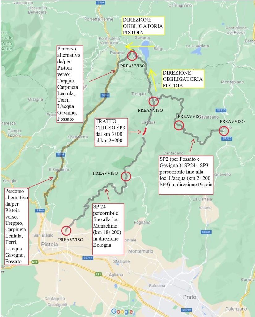 SP3 chiusa percorsi alternativi