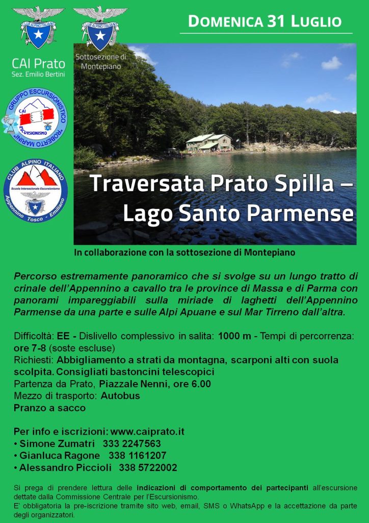 Locandina Prato Spilla - Lago Santo PR - 31/07/2022