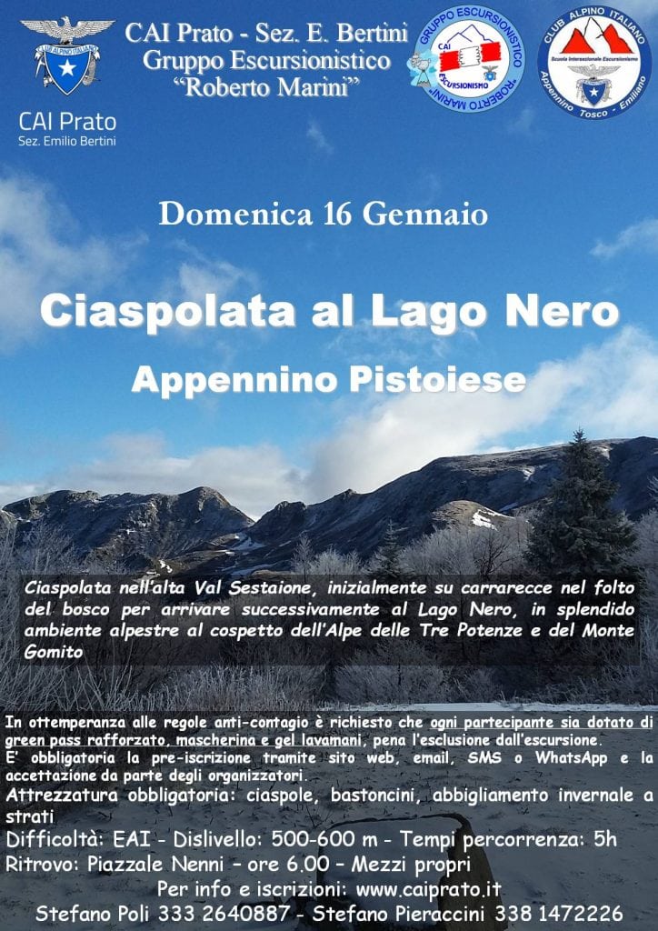 Locandina Ciaspolata Lago Nero 220116