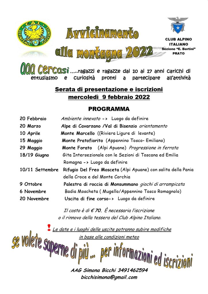 Programma Alpinismo Giovanile 2022